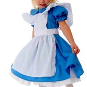 Alice in wonderland girls dress costume 2T, blue dress and white apron EUC